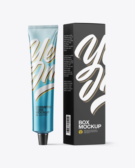 Metallic Cosmetic Tube with Box Mockup - Metallic+Hand+Truck+With+Boxes+Mockup+in+Box+Mockups+on+...