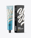 Metallic Cosmetic Tube with Box Mockup