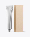 Metallic Cosmetic Tube with Kraft Box Mockup