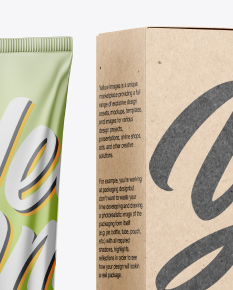 Metallic Cosmetic Tube with Kraft Box Mockup