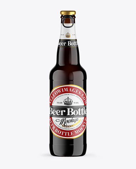 Amber Glass Dark Beer Bottle Mockup