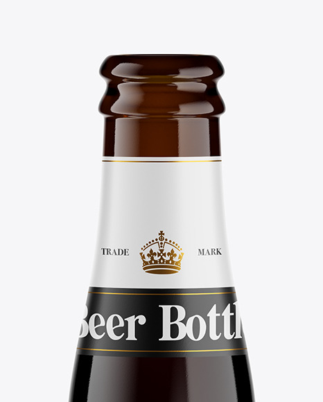 Amber Glass Dark Beer Bottle Mockup