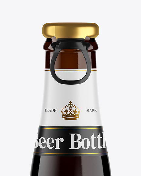 Amber Glass Dark Beer Bottle Mockup