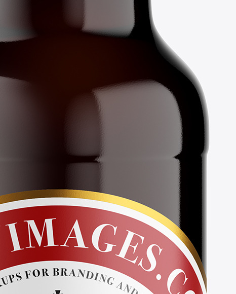 Amber Glass Dark Beer Bottle Mockup