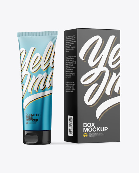 Metallic Cosmetic Tube with Box Mockup - Metallic+Hand+Truck+With+Boxes+Mockup+in+Box+Mockups+on+...