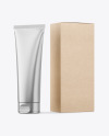 Metallic Cosmetic Tube with Kraft Box Mockup