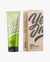 Metallic Cosmetic Tube with Kraft Box Mockup