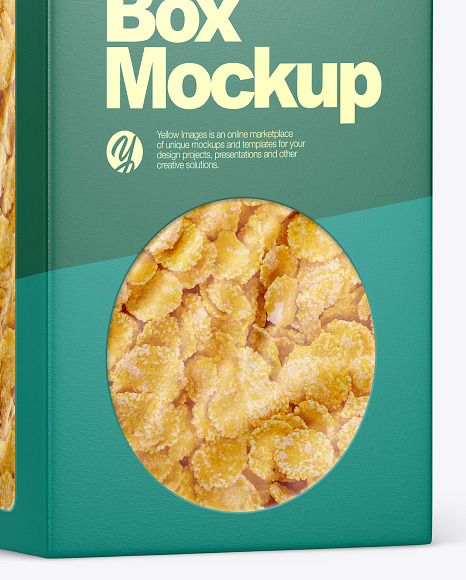 Paper Box With Corn Flakes Mockup