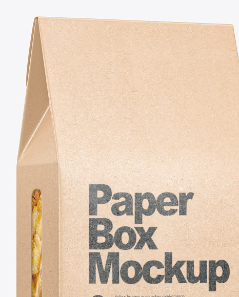 Kraft Paper Box With Corn Flakes Mockup