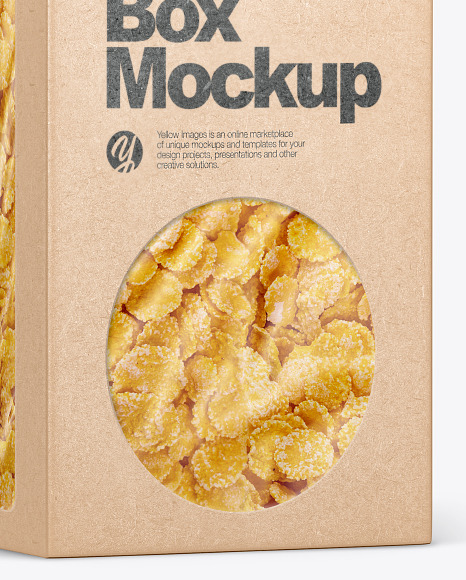 Kraft Paper Box With Corn Flakes Mockup