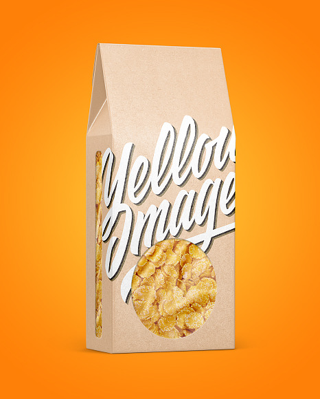 Kraft Paper Box With Corn Flakes Mockup