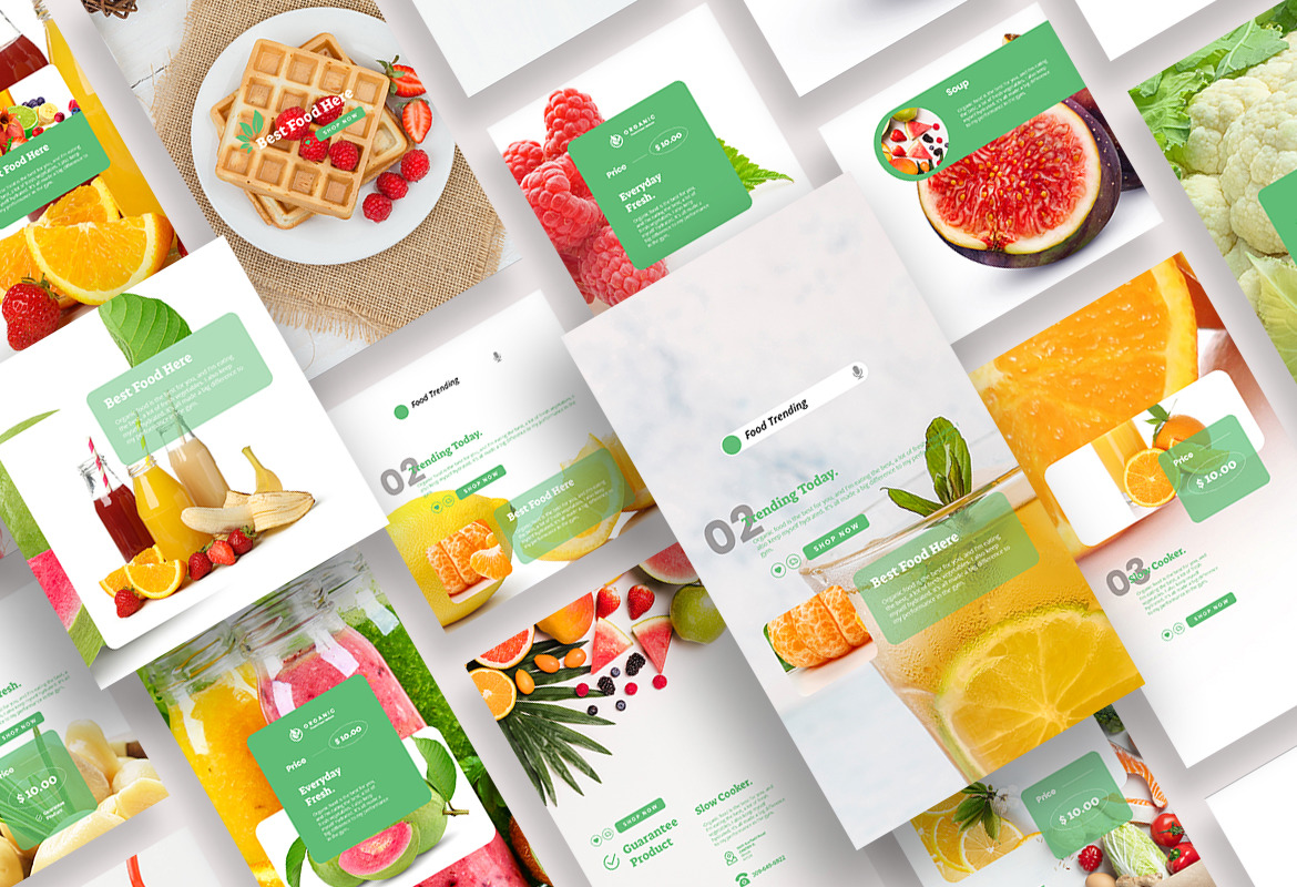 Fresh Food Beverage Instagram Post and Story Template