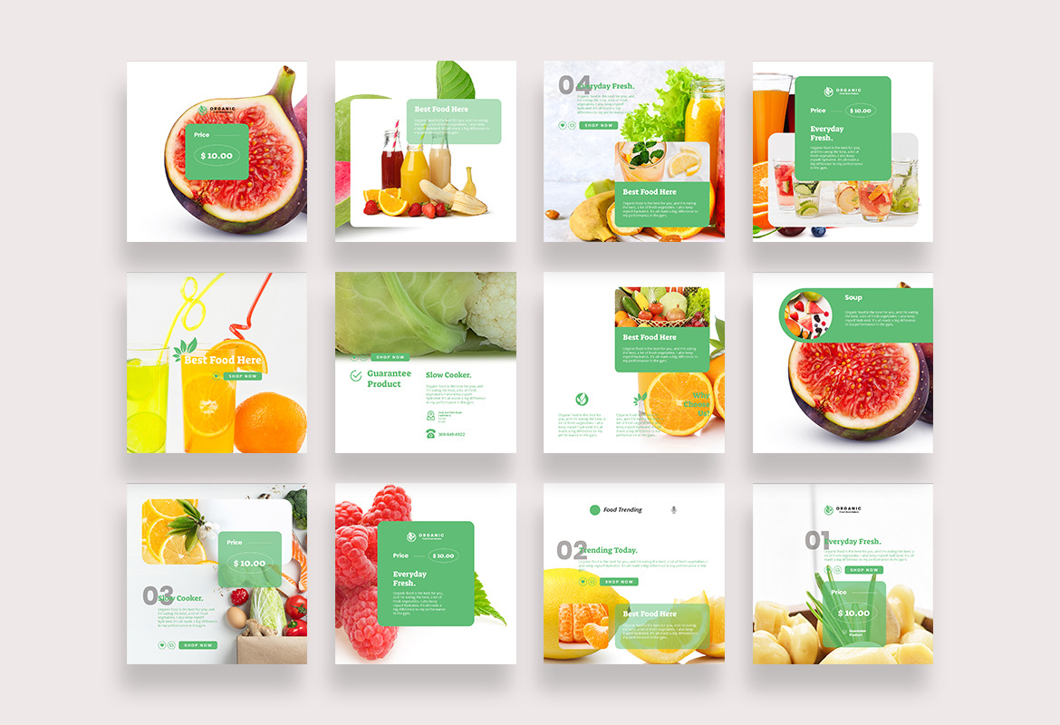 Fresh Food Beverage Instagram Post and Story Template