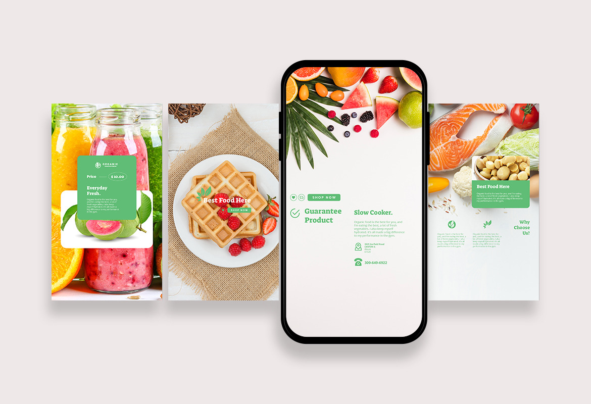 Fresh Food Beverage Instagram Post and Story Template