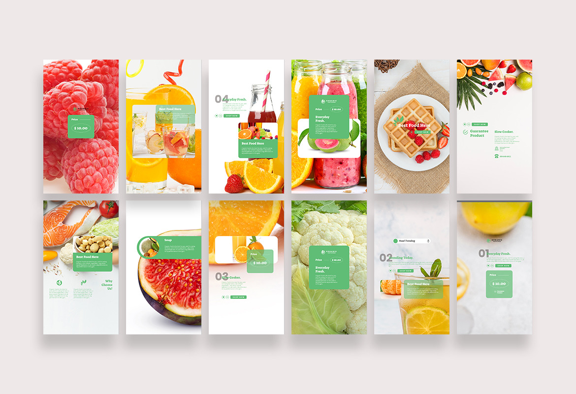 Fresh Food Beverage Instagram Post and Story Template