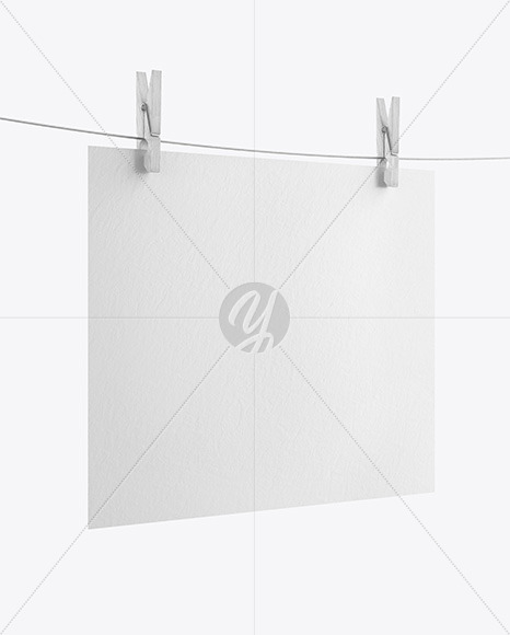 Textured Poster A4 w/ Pins Mockup-Half Side View