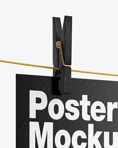 Textured Poster A4 w/ Pins Mockup-Half Side View