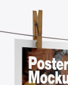 Matte Poster A4 w/ Pins Mockup-Half Side View