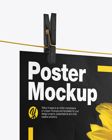 Crumpled Poster A4 Mockup - Half Side View