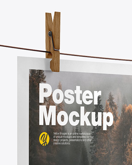 Crumpled Poster A4 Mockup - Half Side View