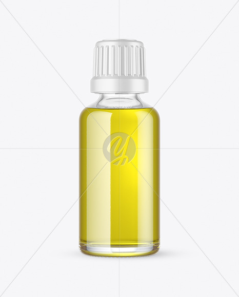 50ml Clear Glass Bottle with Oil Mockup