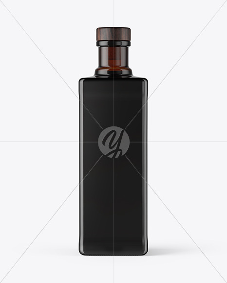 Square Dark Glass Bottle Mockup