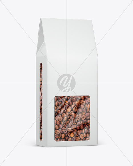 Paper Box With Coffee Beans Mockup