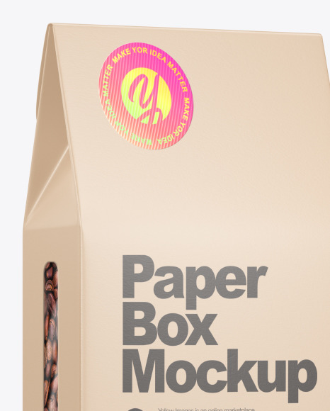 Paper Box With Coffee Beans Mockup