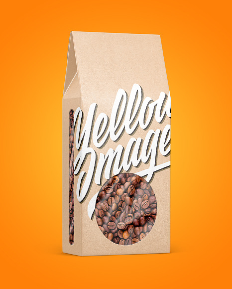 Kraft Paper Box With Coffee Beans Mockup