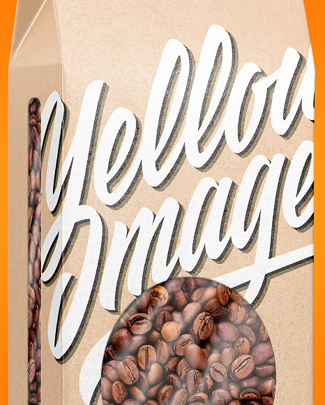 Kraft Paper Box With Coffee Beans Mockup