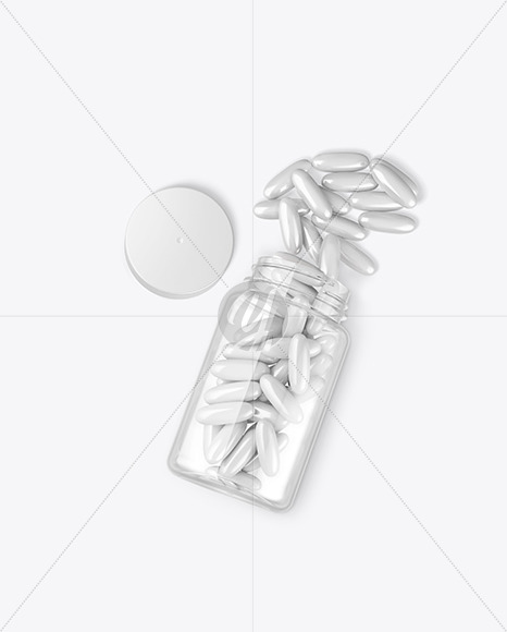 Clear Plastic Bottle w/ Capsules Mockup