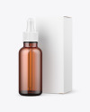 Amber Glass Dropper Bottle w/ Paper Box Mockup Amber Glass Dropper Bottle w/ Paper Box Mockup