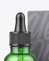 Green Glass Dropper Bottle w/ Paper Box Mockup