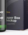 Green Glass Dropper Bottle w/ Paper Box Mockup