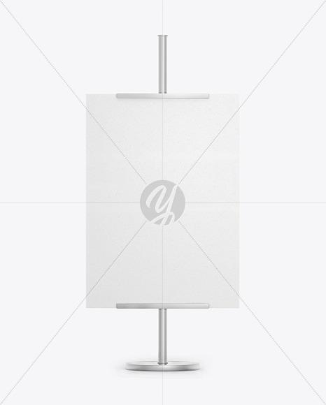 Metallic Stand w/ Paper Banner Mockup