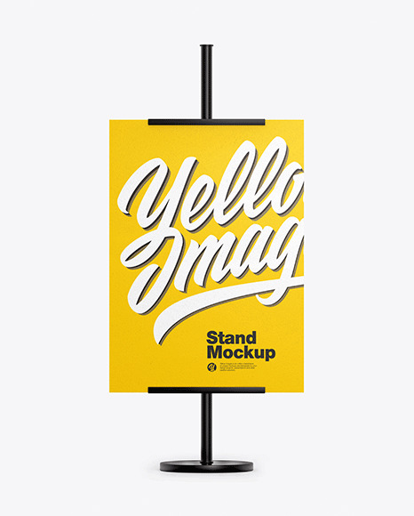 Metallic Stand w/ Paper Banner Mockup