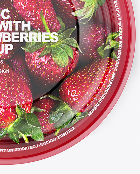 Plastic Bowl with Strawberries Mockup