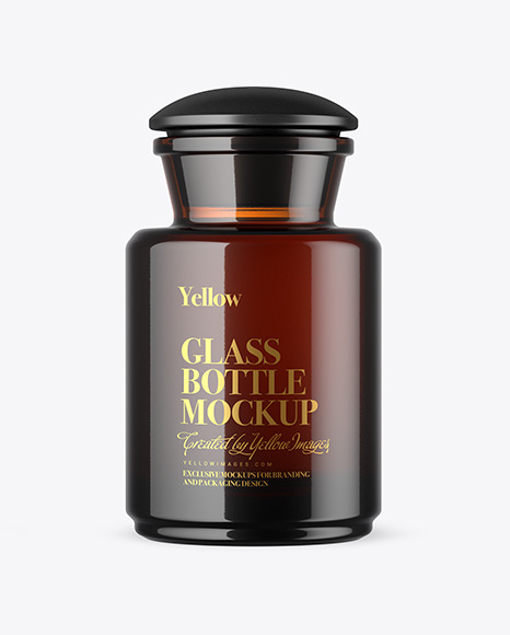 Amber Glass Bottle Mockup