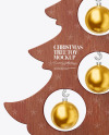 Wooden Christmas Tree Toy w/ Balls Mockup