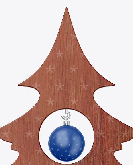 Wooden Christmas Tree Toy w/ Balls Mockup