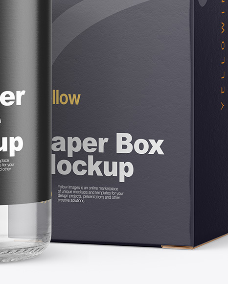 Clear Glass Dropper Bottle w/ Paper Box Mockup