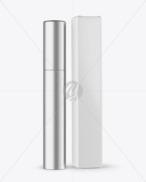 Metallic Cosmetic Tube with Box Mockup