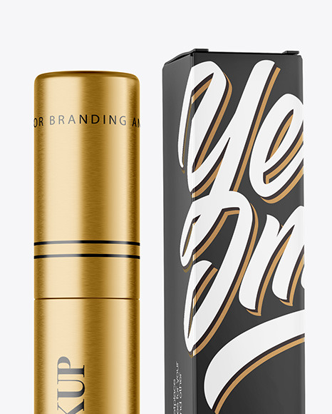 Metallic Cosmetic Tube with Box Mockup