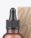 Frosted Amber Glass Dropper Bottle w/ Kraft Box Mockup