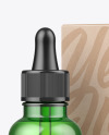 Green Glass Dropper Bottle w/ Kraft Box Mockup