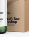 Frosted Green Glass Dropper Bottle w/ Kraft Box Mockup