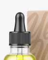 Clear Glass Dropper Oil Bottle w/ Kraft Box Mockup Clear Glass Dropper Oil Bottle w/ Kraft Box Mockup