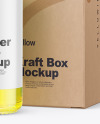 Clear Glass Dropper Oil Bottle w/ Kraft Box Mockup Clear Glass Dropper Oil Bottle w/ Kraft Box Mockup