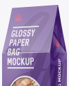 Glossy Paper Bag W/ Window Mockup - Halfside View