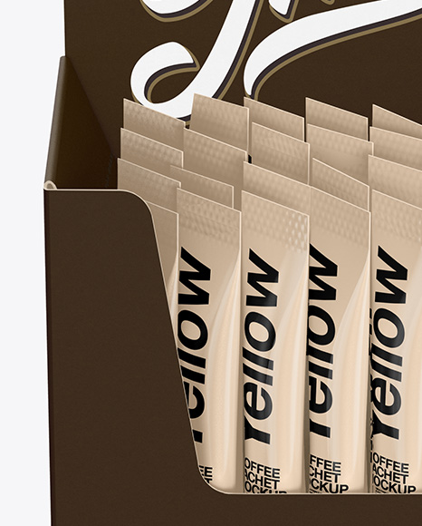 36x Sachets Open Box Mockup - Front View (High Angle Shot)